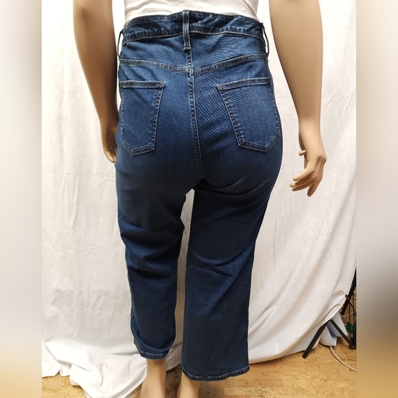 Dark wash high rise ankle length straight jeans - Picture 5 of 6